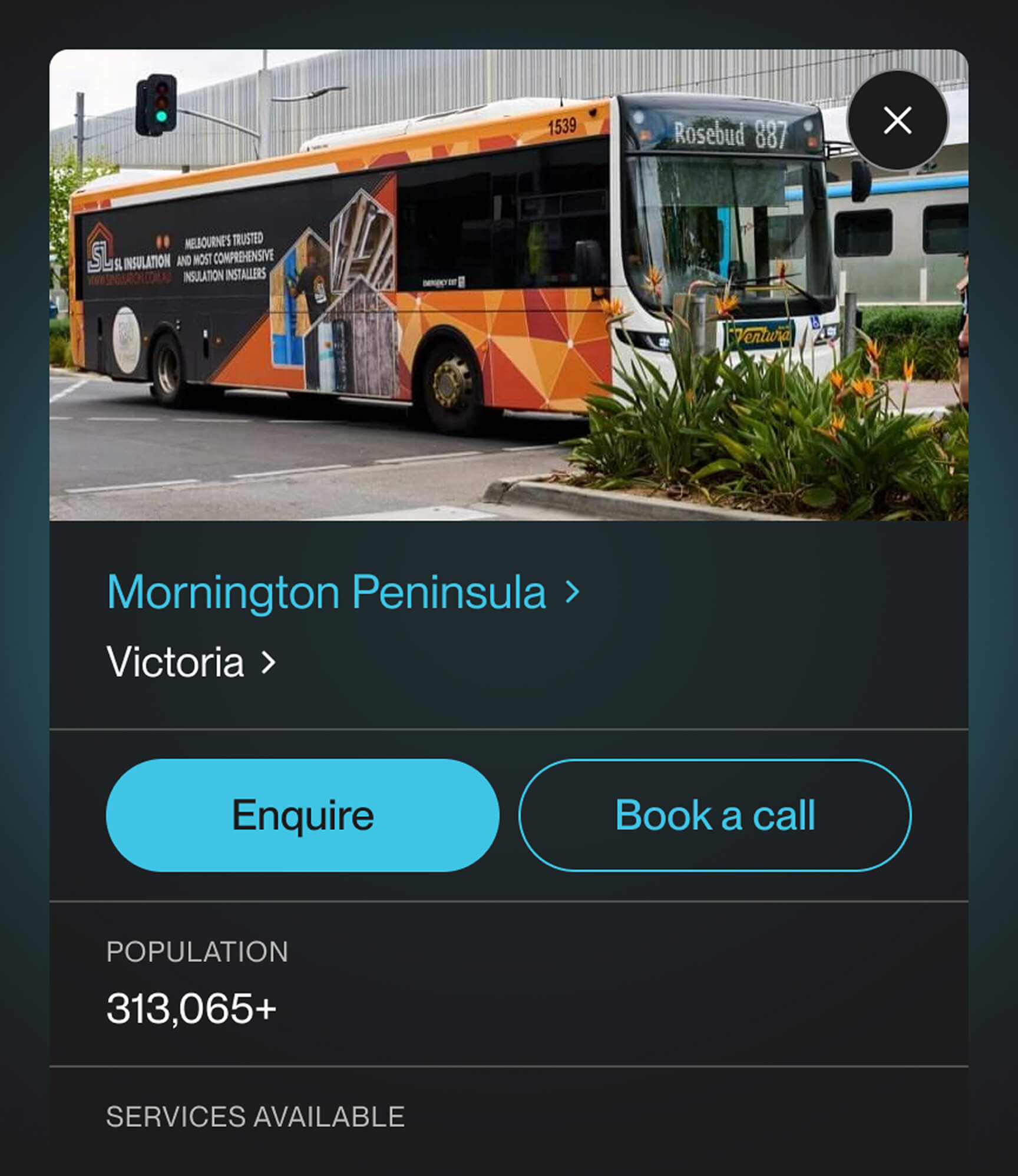 GoTransit website's map card